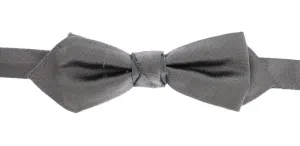 Silver Solid 100% Silk Neck Bow Tie