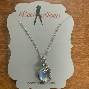 Silver Twisted Moonlight Stone Necklace