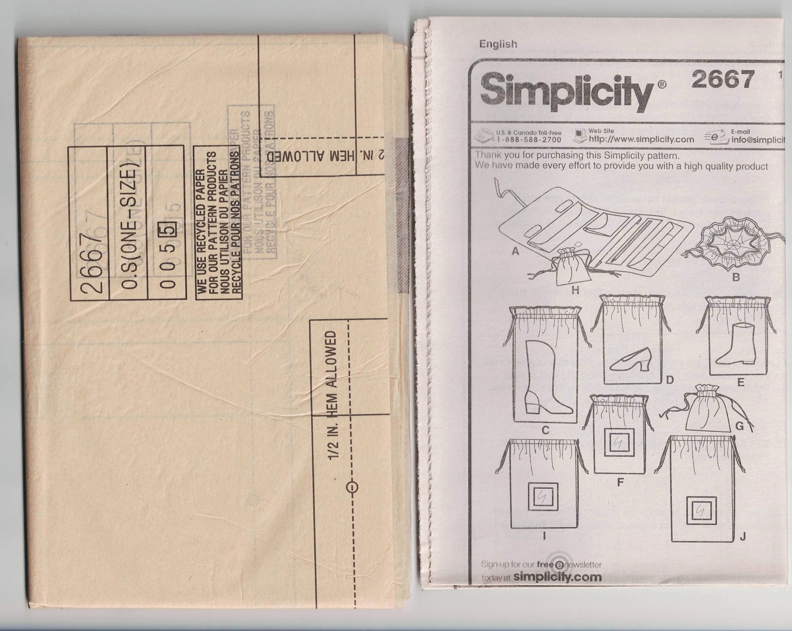 Simplicity 2667 Womens Bags & Organisers Out Of Print Sewing Pattern UNCUT Factory Folded