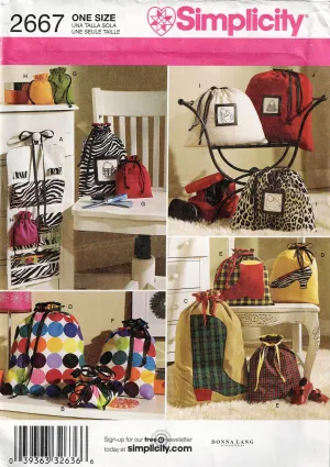 Simplicity 2667 Womens Bags & Organisers Out Of Print Sewing Pattern UNCUT Factory Folded