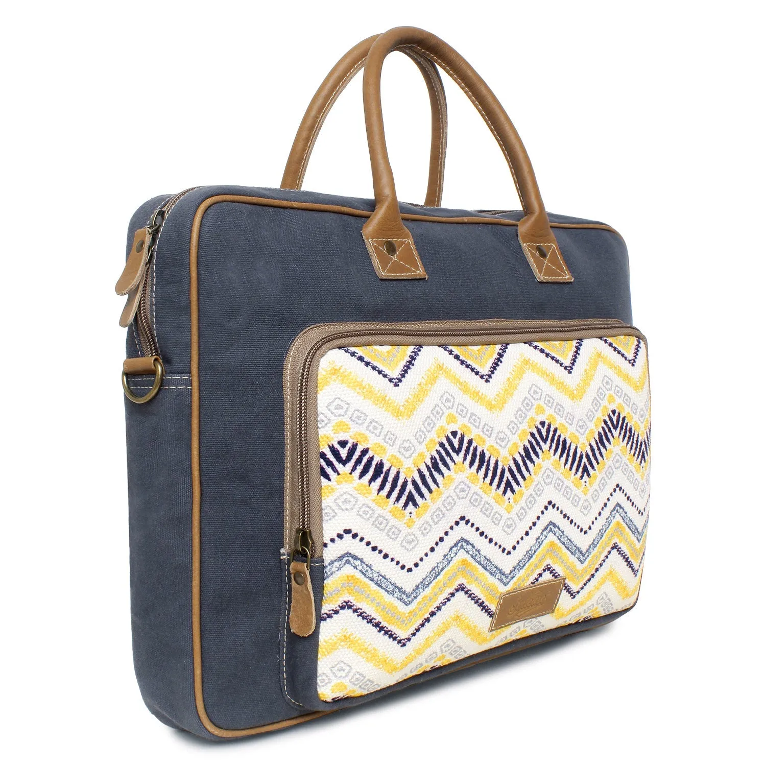 Sixtease Up-cycled Canvas Laptop Bag: Eco-Friendly Tech Carrier for Stylish Professionals On the Move!- (SB-4258)