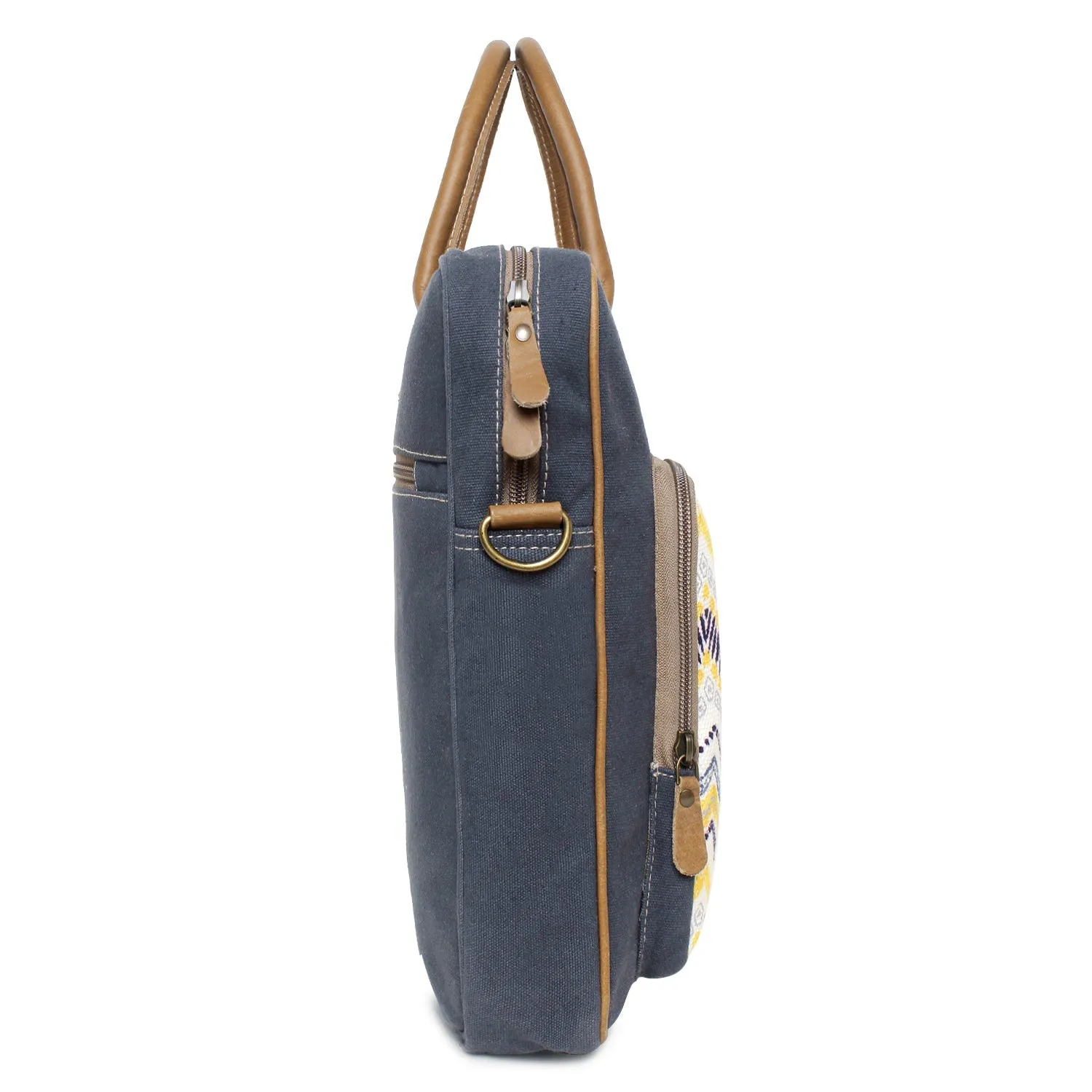 Sixtease Up-cycled Canvas Laptop Bag: Eco-Friendly Tech Carrier for Stylish Professionals On the Move!- (SB-4258)