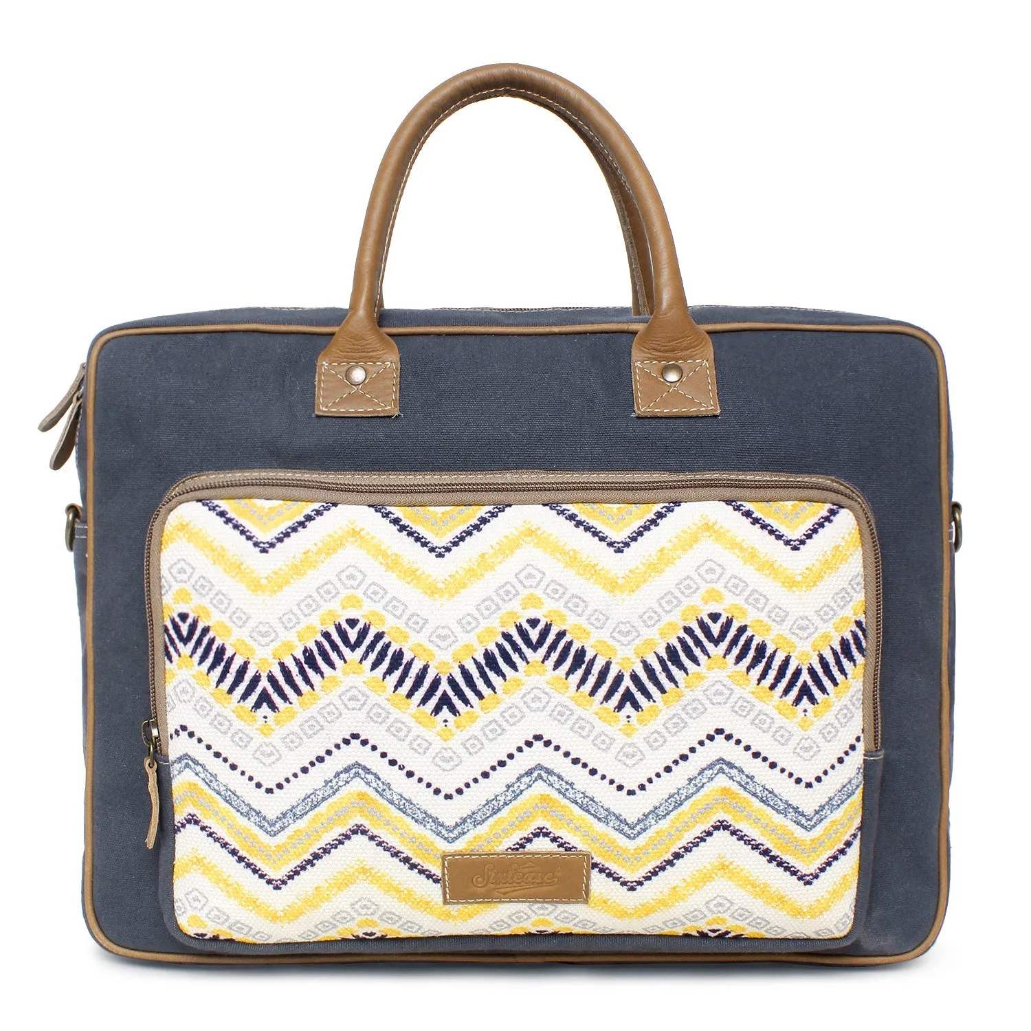 Sixtease Up-cycled Canvas Laptop Bag: Eco-Friendly Tech Carrier for Stylish Professionals On the Move!- (SB-4258)
