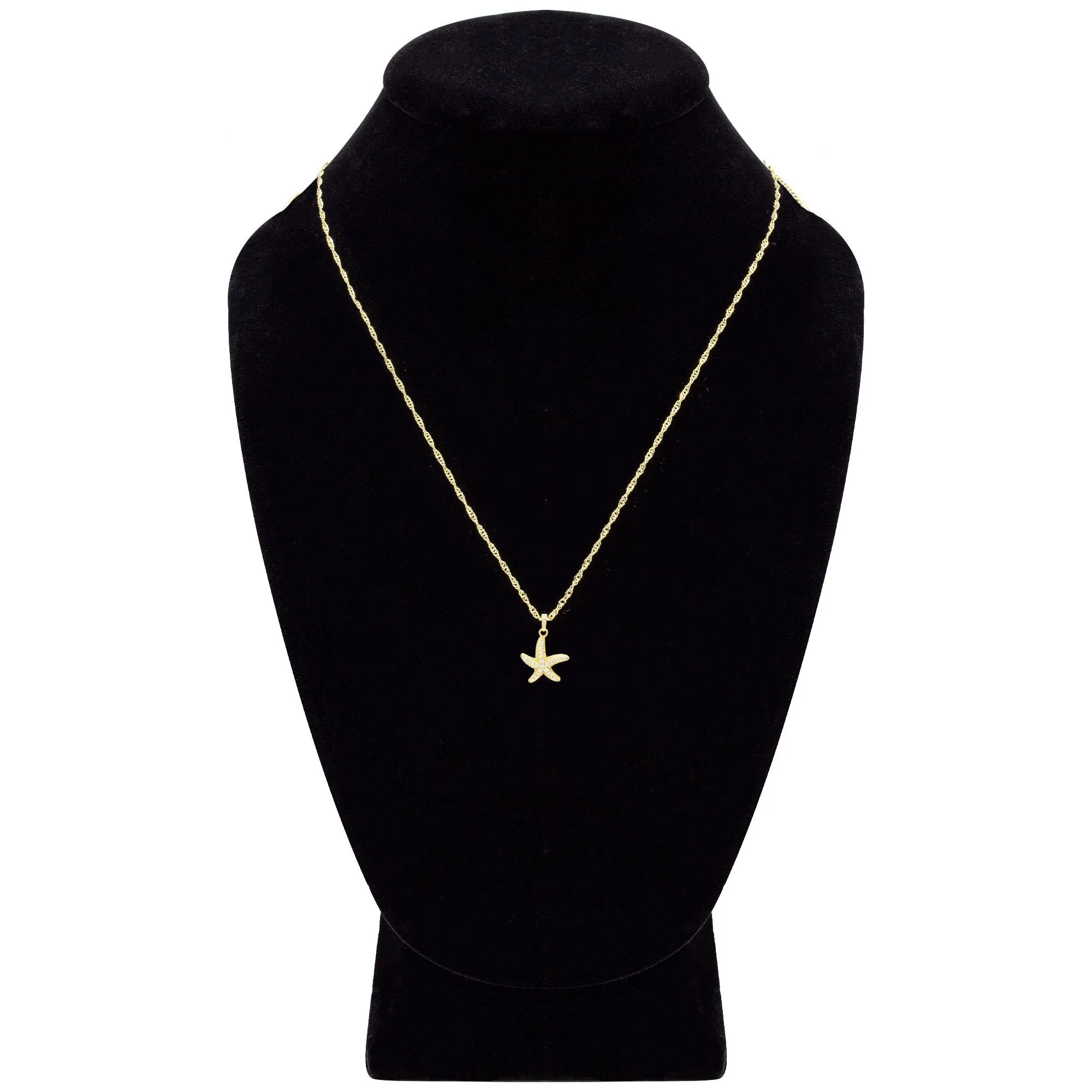 Starfish Cubic Zirconia Pendant With Necklace Set 14K Gold Filled