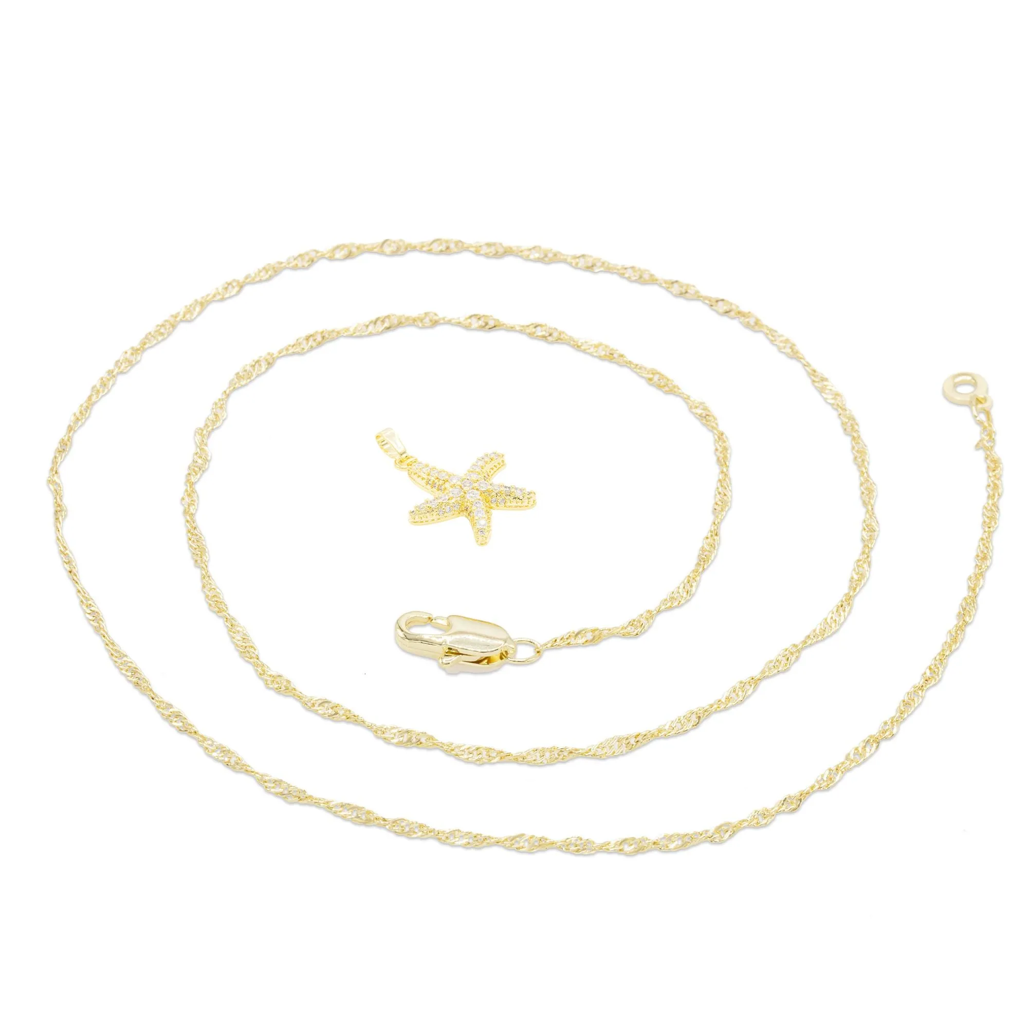 Starfish Cubic Zirconia Pendant With Necklace Set 14K Gold Filled