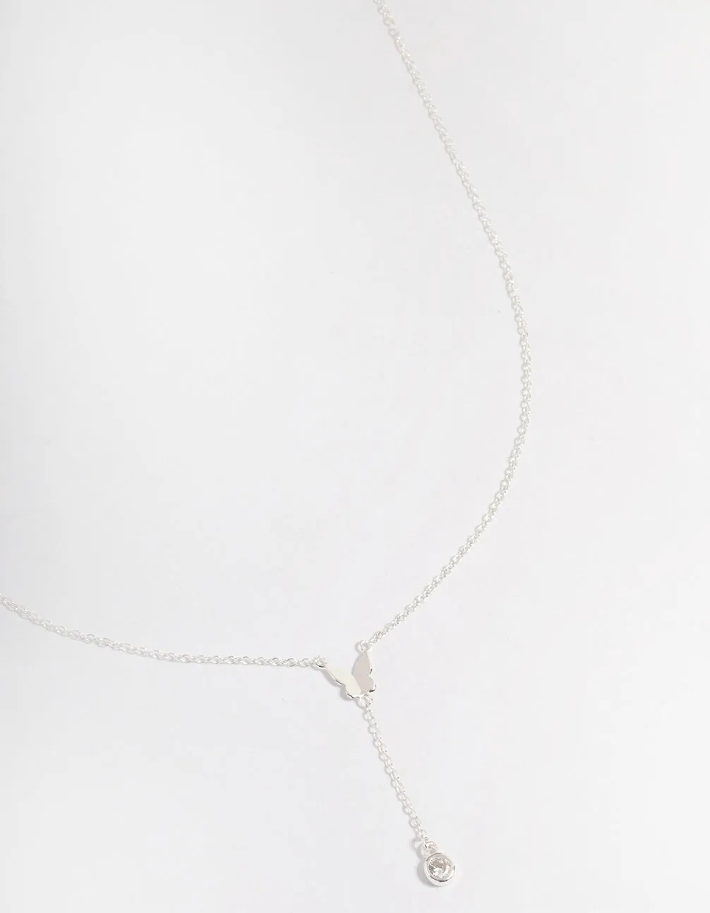 Sterling Silver Butterfly Cubic Zirconia Necklace
