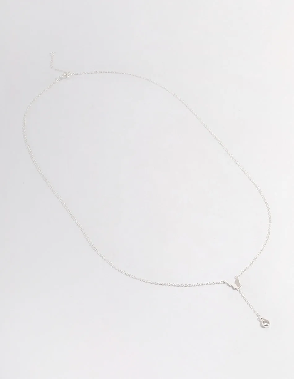 Sterling Silver Butterfly Cubic Zirconia Necklace