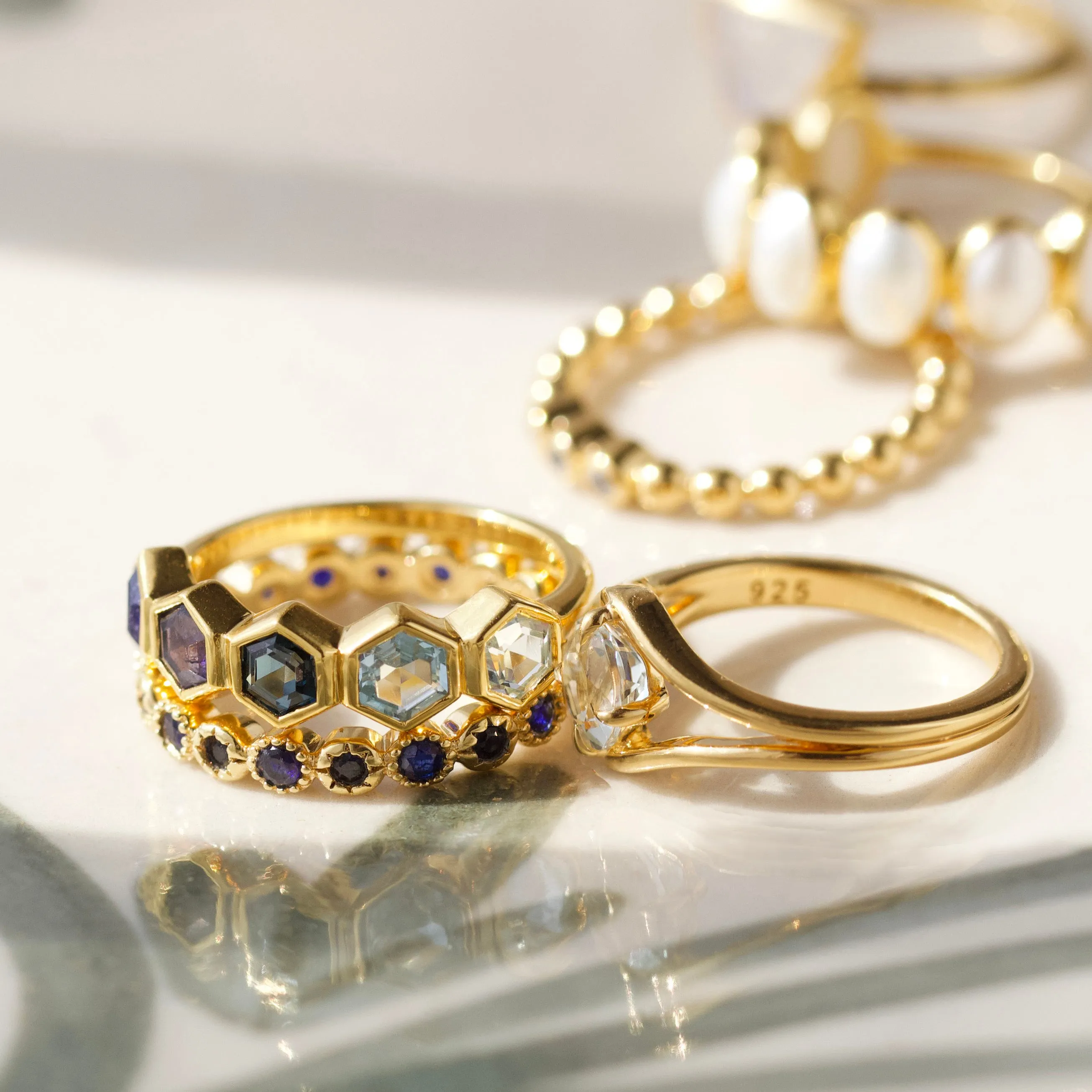 Stevie Ombre Hexagon Ring