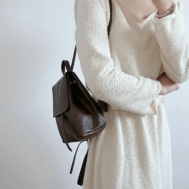 Stylish High-grade Retro American Brown Simple Backpacks