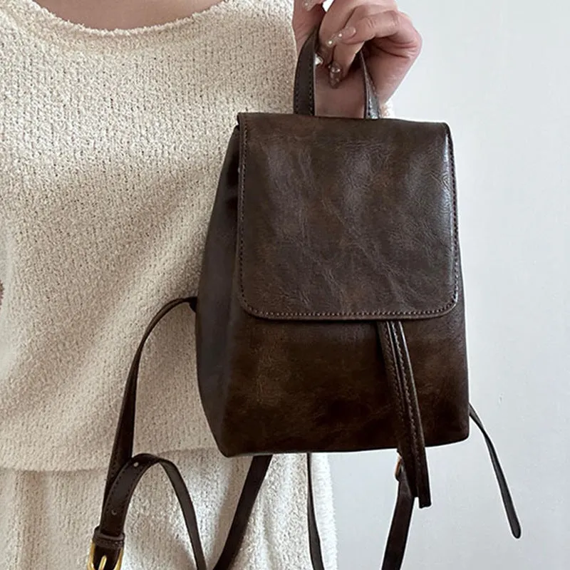 Stylish High-grade Retro American Brown Simple Backpacks