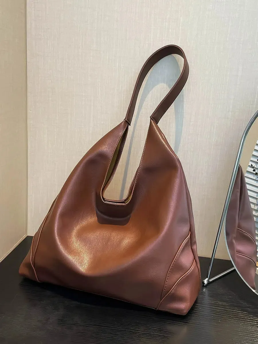 Stylish Leather Bucket Bag