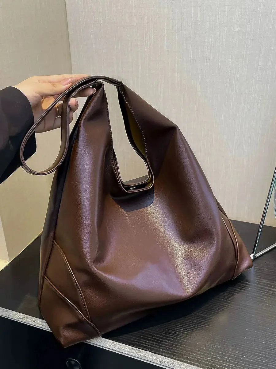 Stylish Leather Bucket Bag