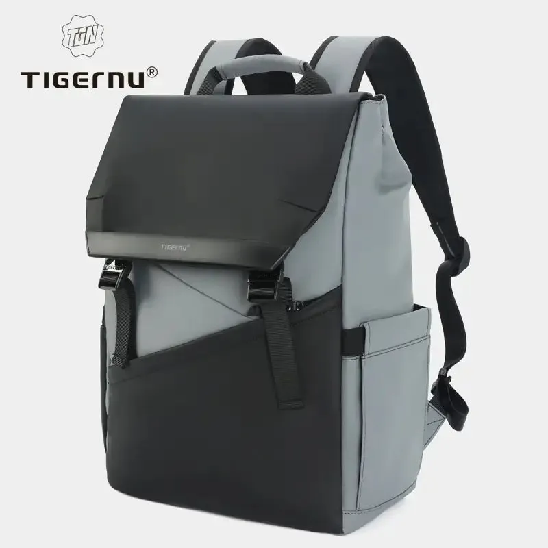 Stylish Water-Repellent Male Business Backpack in Grey and Black