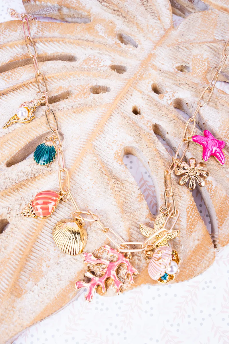 Summertime Sands Goldtone Charm Necklace