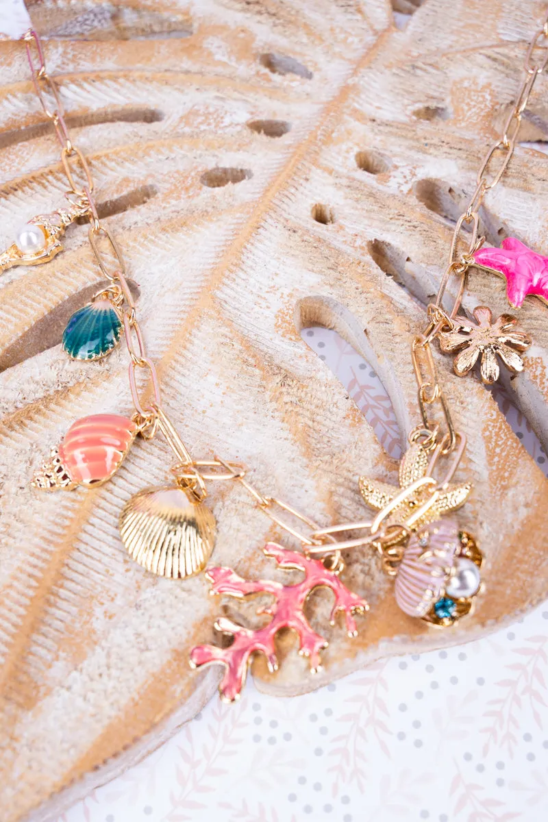 Summertime Sands Goldtone Charm Necklace