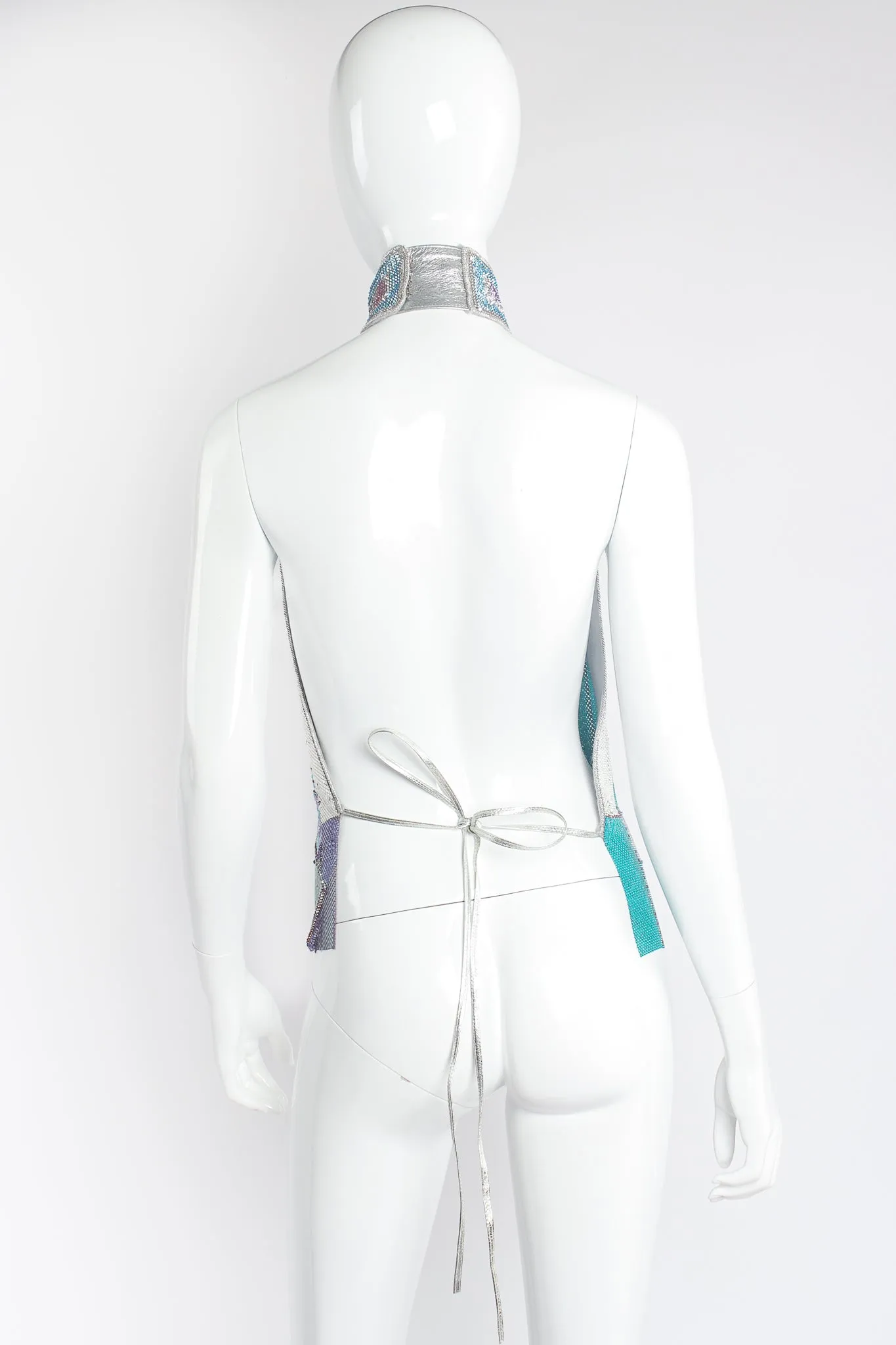 Swarovski Geo Metal Mesh High Neck Halter