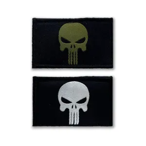 Tactical Velcro Punisher Patches - Set of 2 Embroidered Skull Design