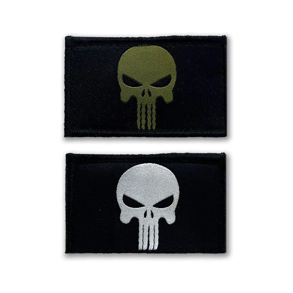 Tactical Velcro Punisher Patches - Set of 2 Embroidered Skull Design