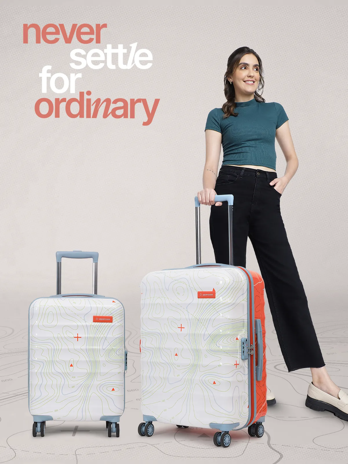 Topo Orange and White Set of 2 (S M) Trolley