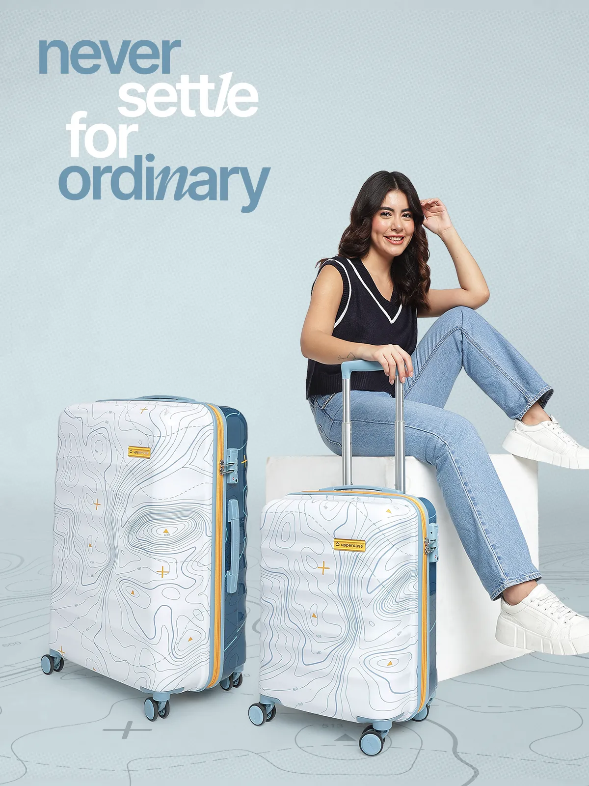 Topo White and Blue Set of 2 (S L) Trolley