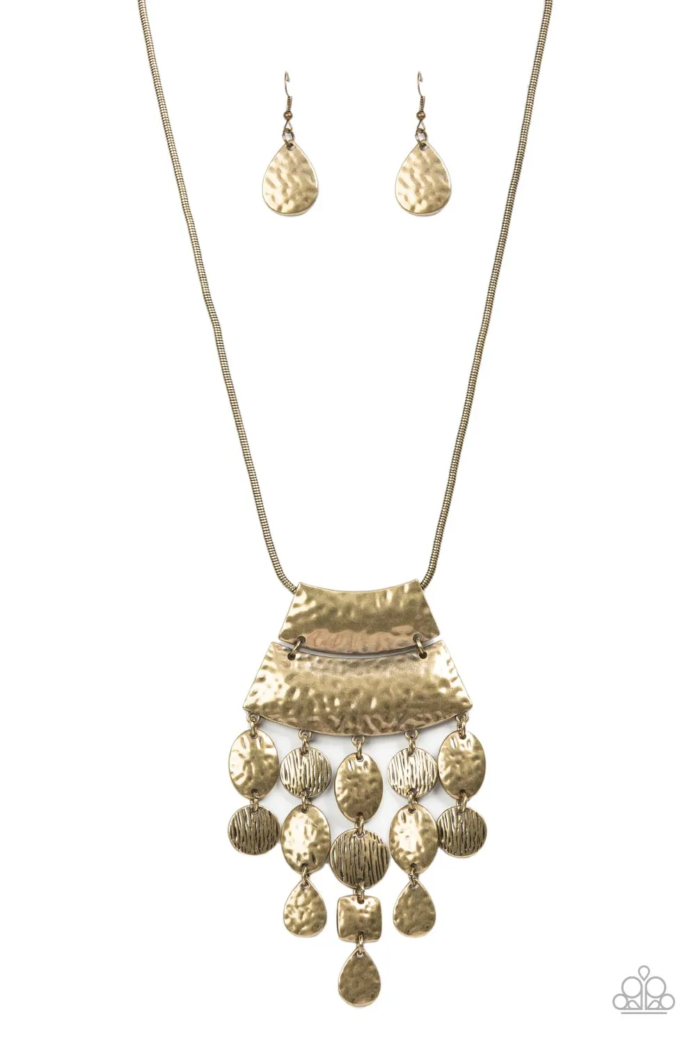 Totem Trek - Brass Necklace  - Paparazzi Accessories