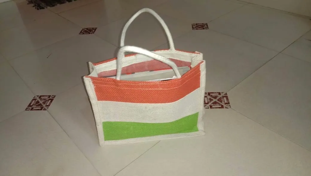 Tricolour Jute Gift Bags MOQ 10