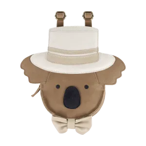 Unisex Brown Leather Bear Backpack