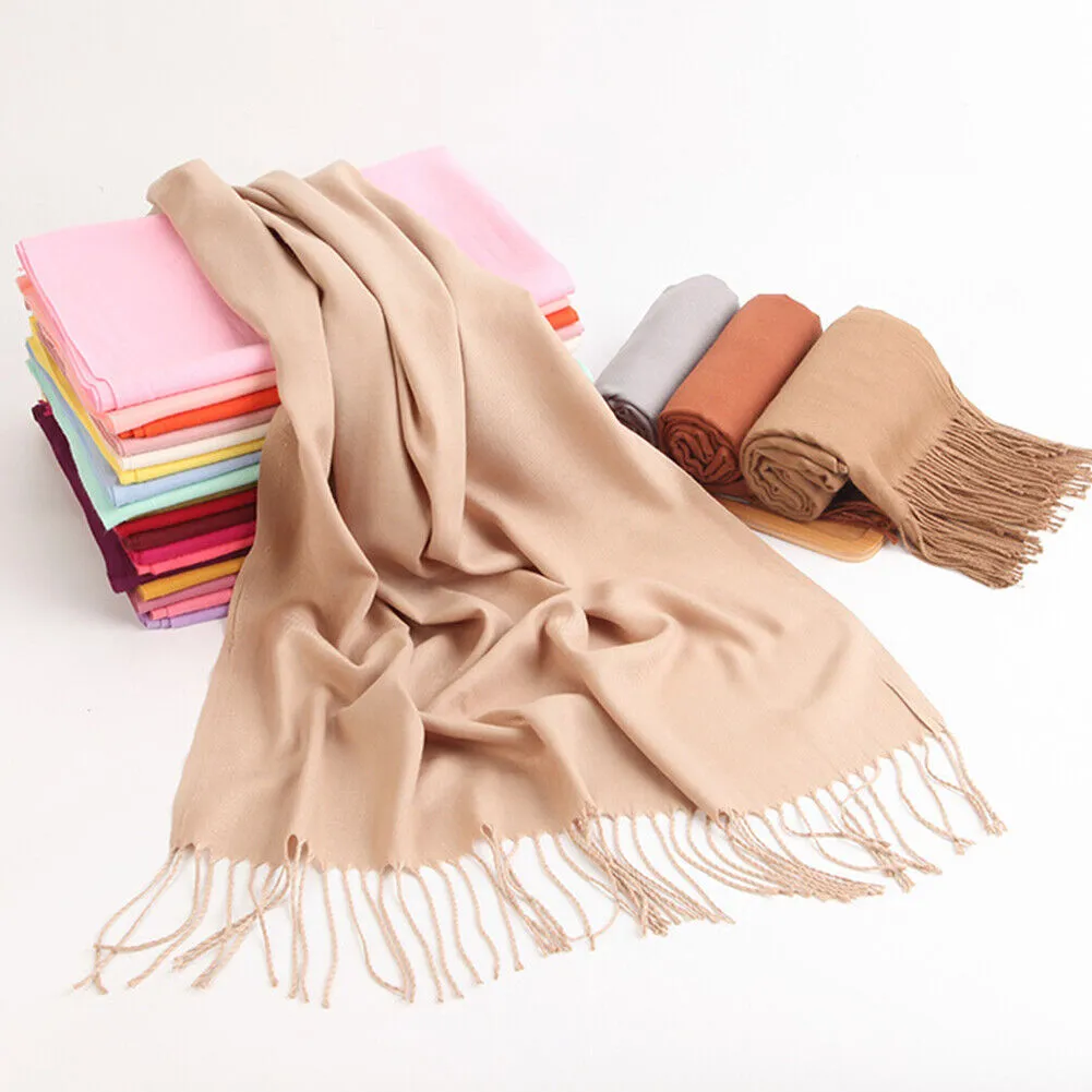 US Oversize Cashmere Scotland Wool Shawl Wrap Solid Blanket Scarf 78.7x27.5''