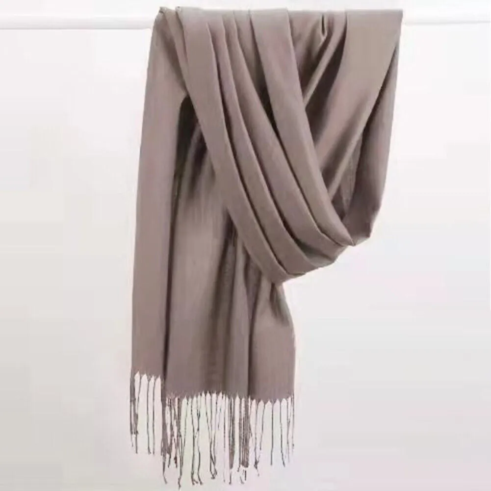 US Oversize Cashmere Scotland Wool Shawl Wrap Solid Blanket Scarf 78.7x27.5''