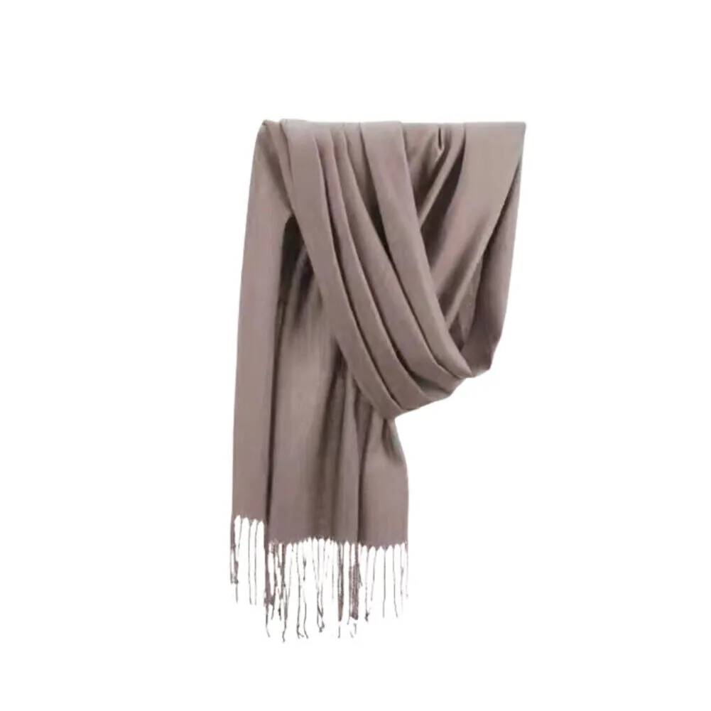 US Oversize Cashmere Scotland Wool Shawl Wrap Solid Blanket Scarf 78.7x27.5''