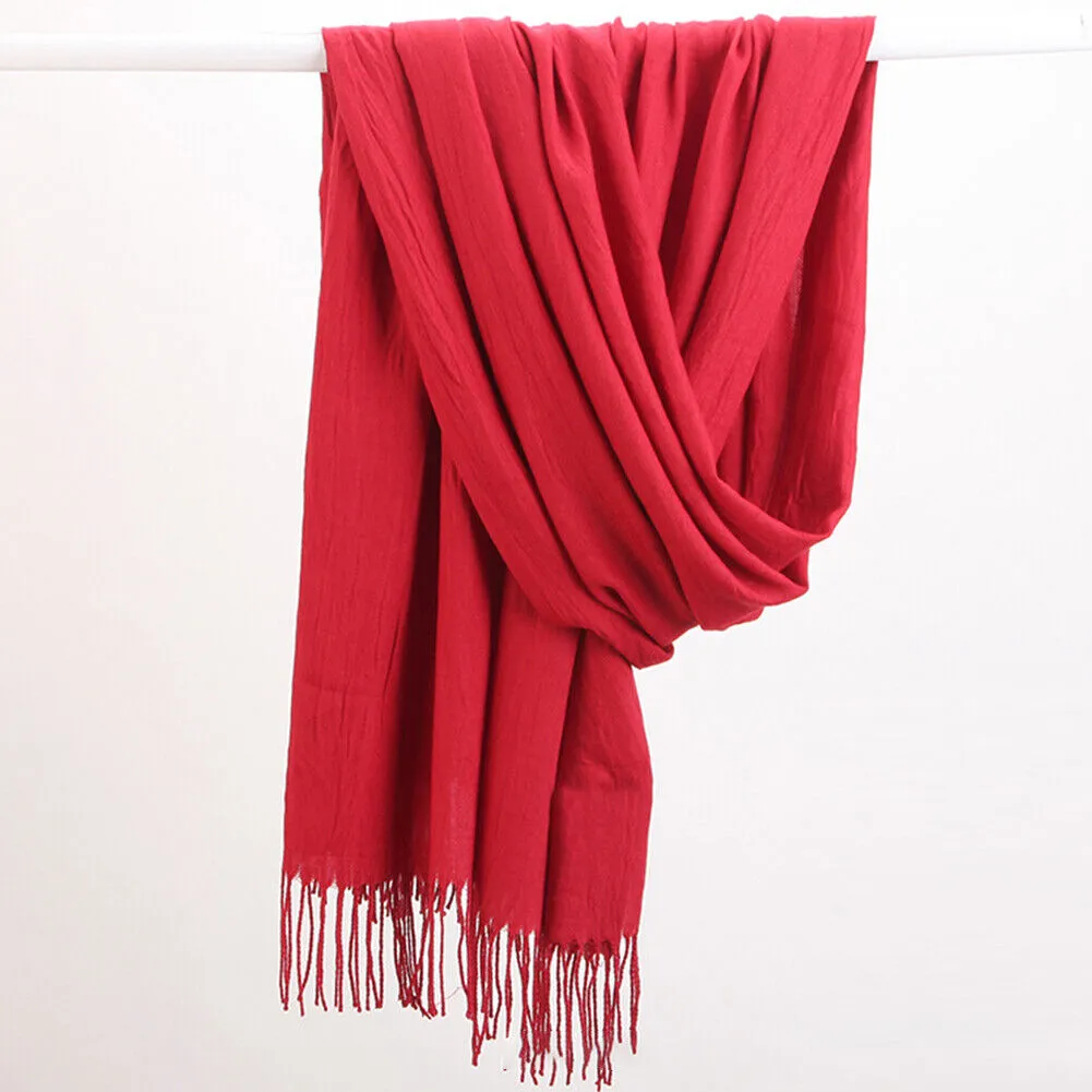 US Oversize Cashmere Scotland Wool Shawl Wrap Solid Blanket Scarf 78.7x27.5''