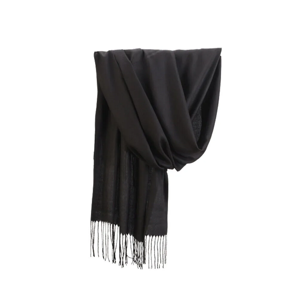 US Oversize Cashmere Scotland Wool Shawl Wrap Solid Blanket Scarf 78.7x27.5''