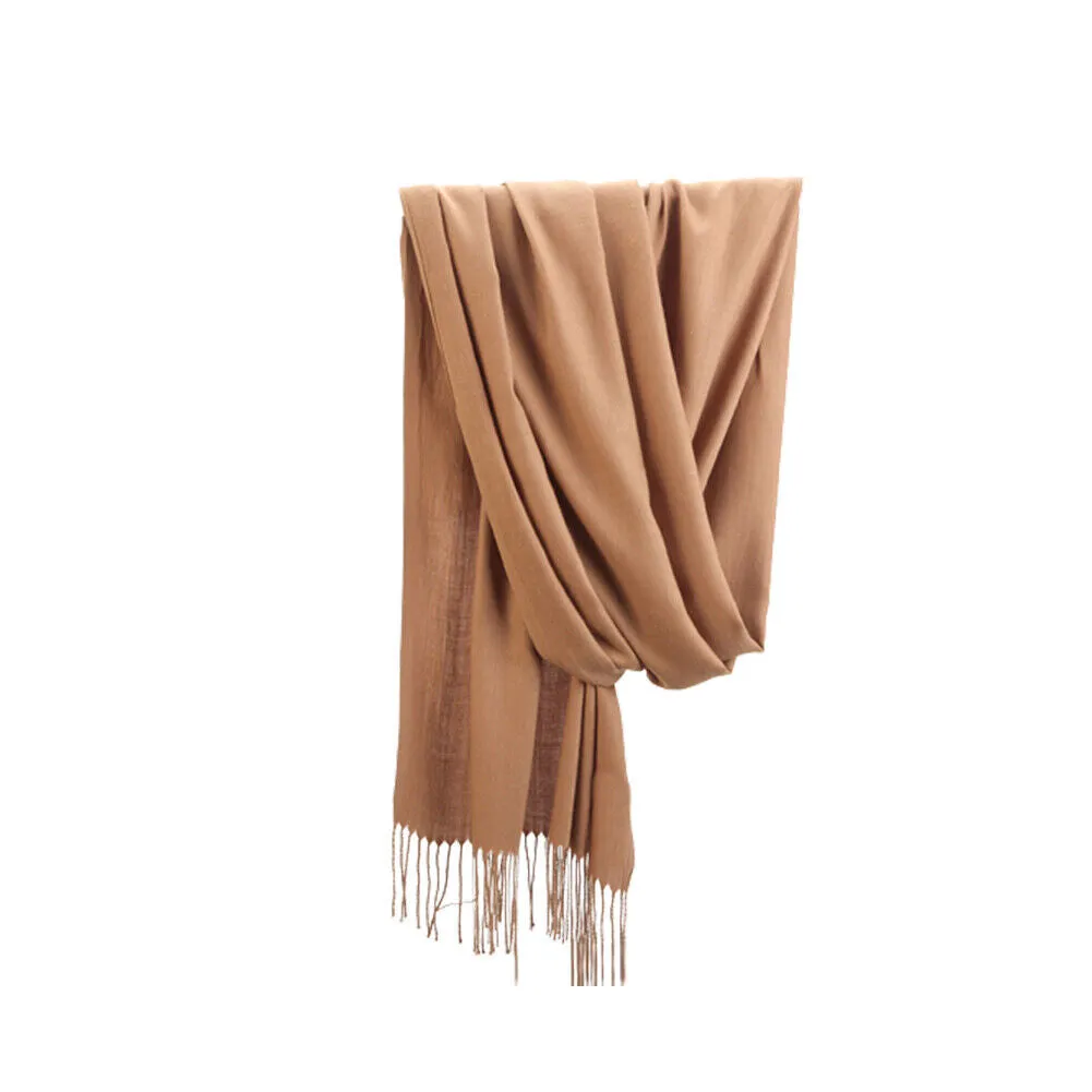 US Oversize Cashmere Scotland Wool Shawl Wrap Solid Blanket Scarf 78.7x27.5''
