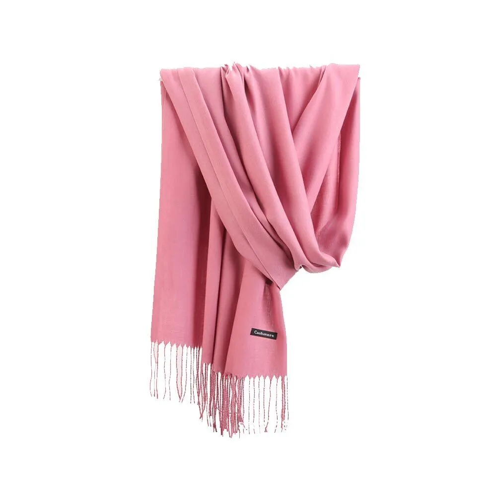 US Oversize Cashmere Scotland Wool Shawl Wrap Solid Blanket Scarf 78.7x27.5''