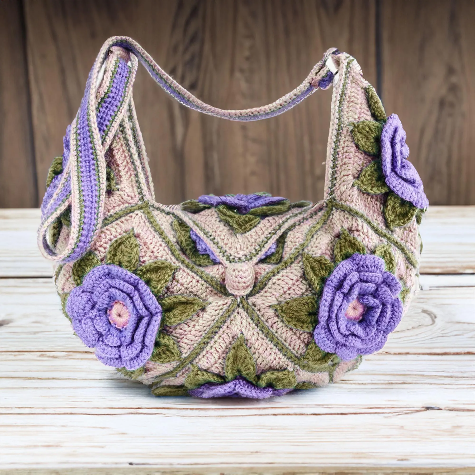 Vintage Floral Symphony Crossbody Bag