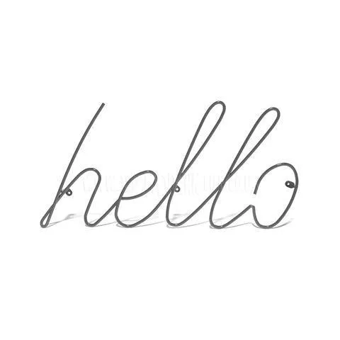 Wall Decor . Wall Hook / Coat Rack . Hello - Grey