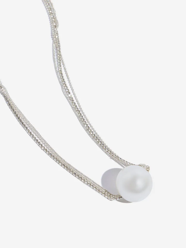 Westside Accessories Silver Big Pearl Necklace