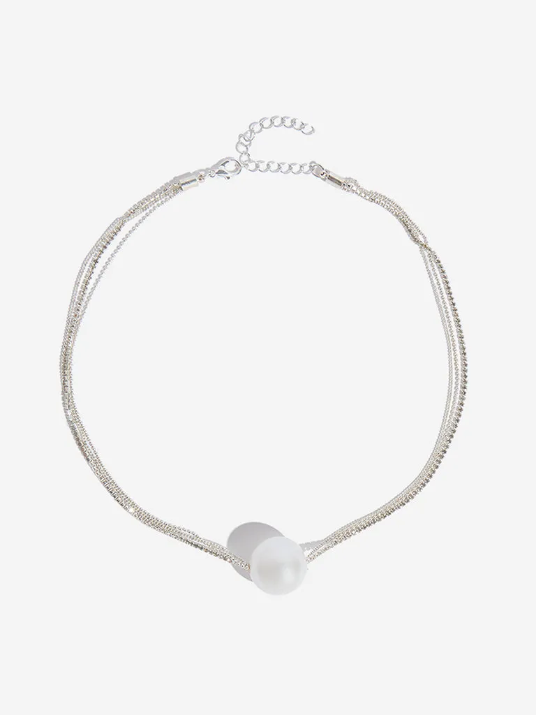 Westside Accessories Silver Big Pearl Necklace