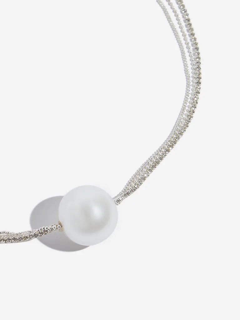 Westside Accessories Silver Big Pearl Necklace