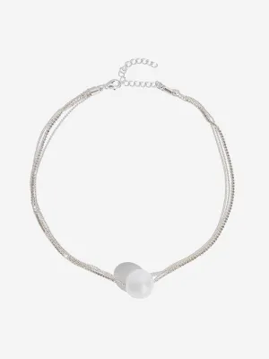 Westside Accessories Silver Big Pearl Necklace