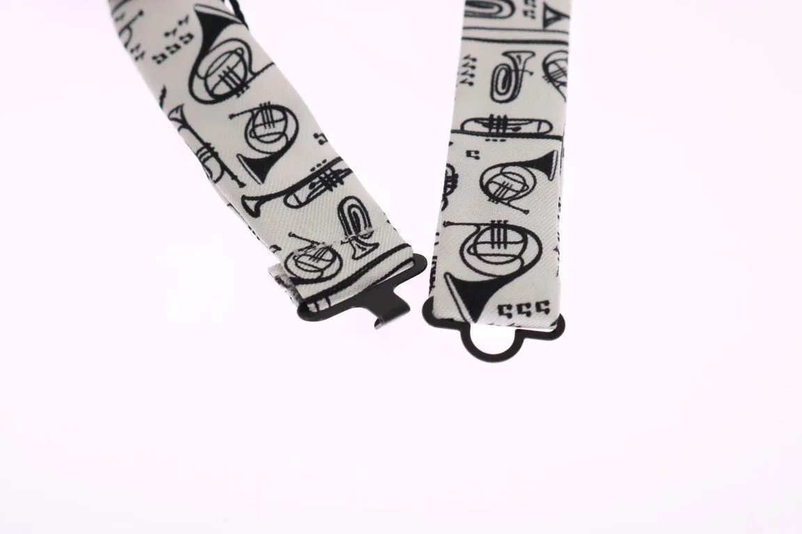 White Silk Euphonium Print Bowtie