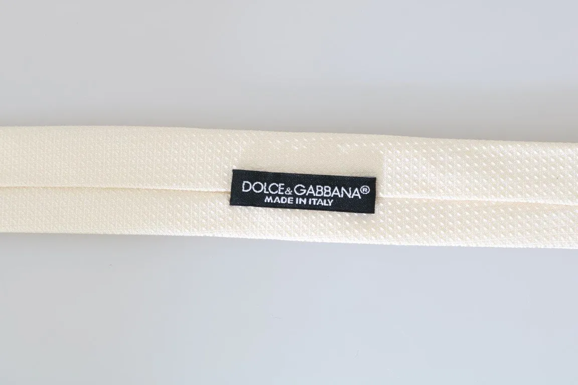White Silk Patterned Skinny Tie