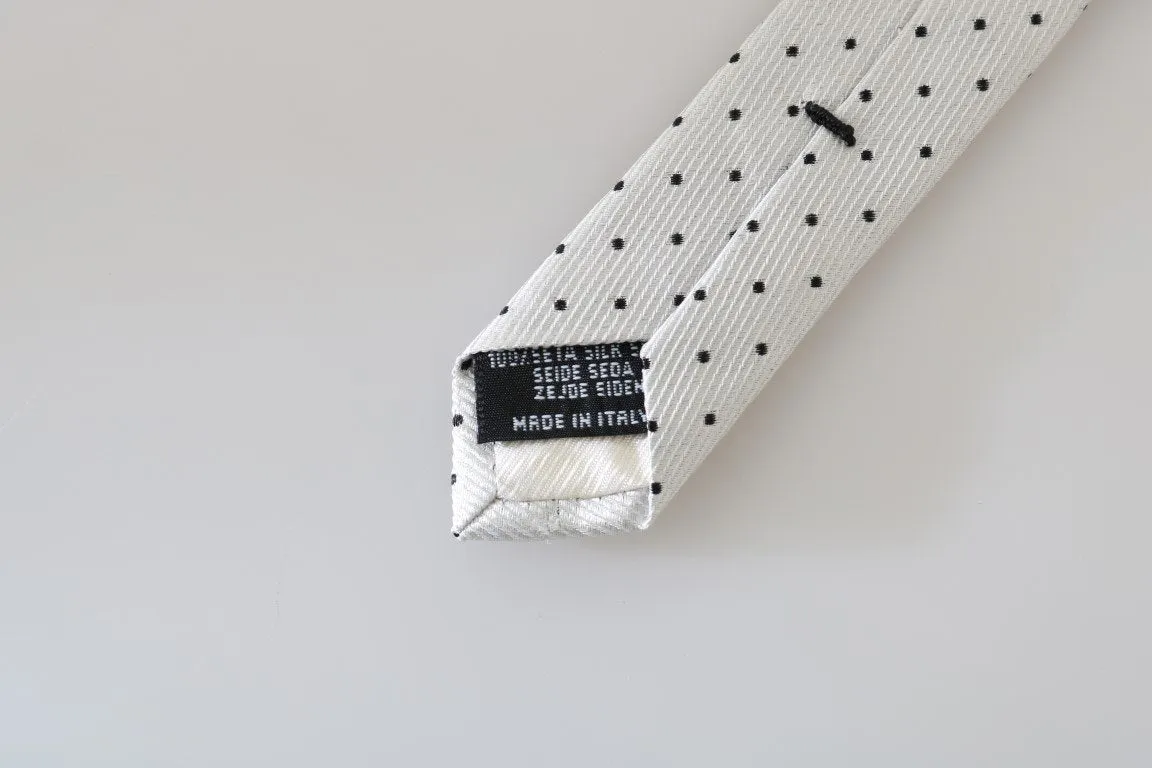 White Silk Polka Dot Slim Tie