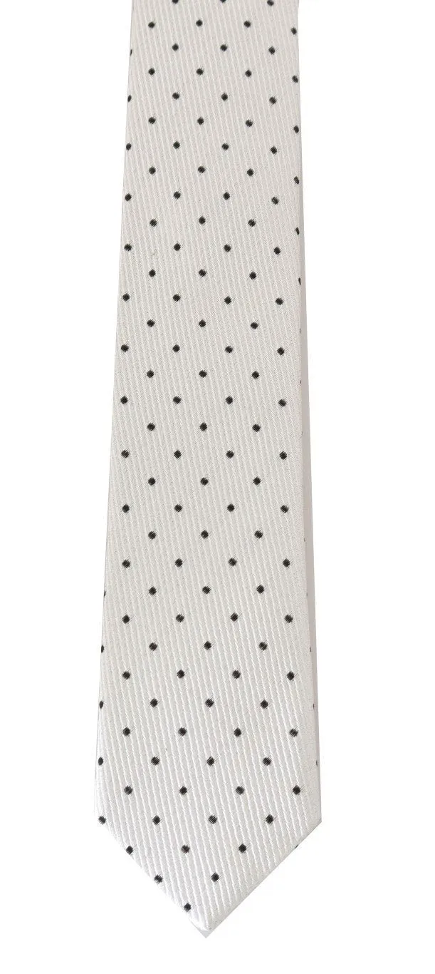 White Silk Polka Dot Slim Tie