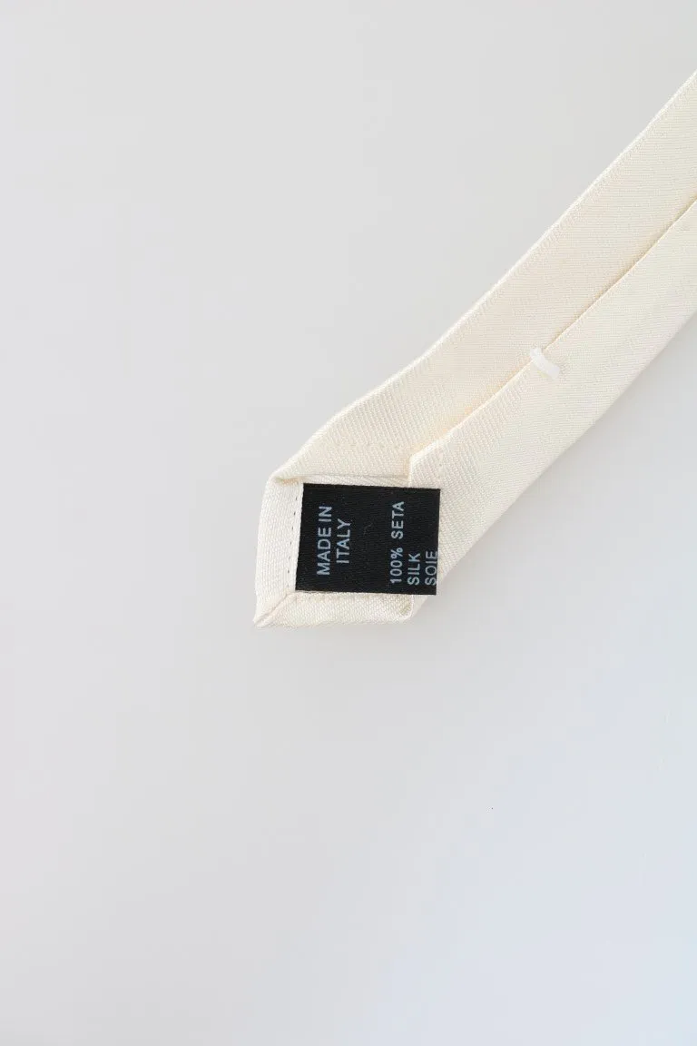 White Silk Solid Skinny Tie