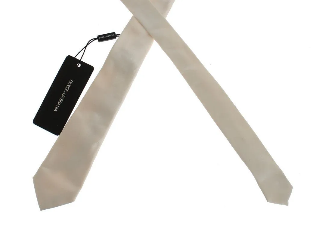 White Solid Silk Skinny Tie