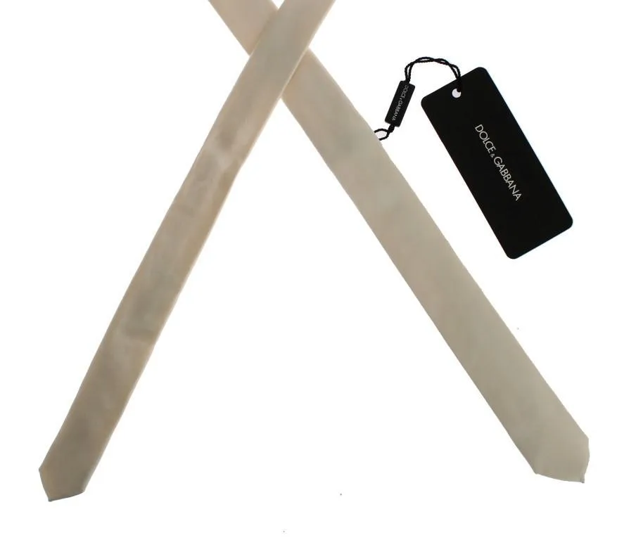 White Solid Silk Skinny Tie