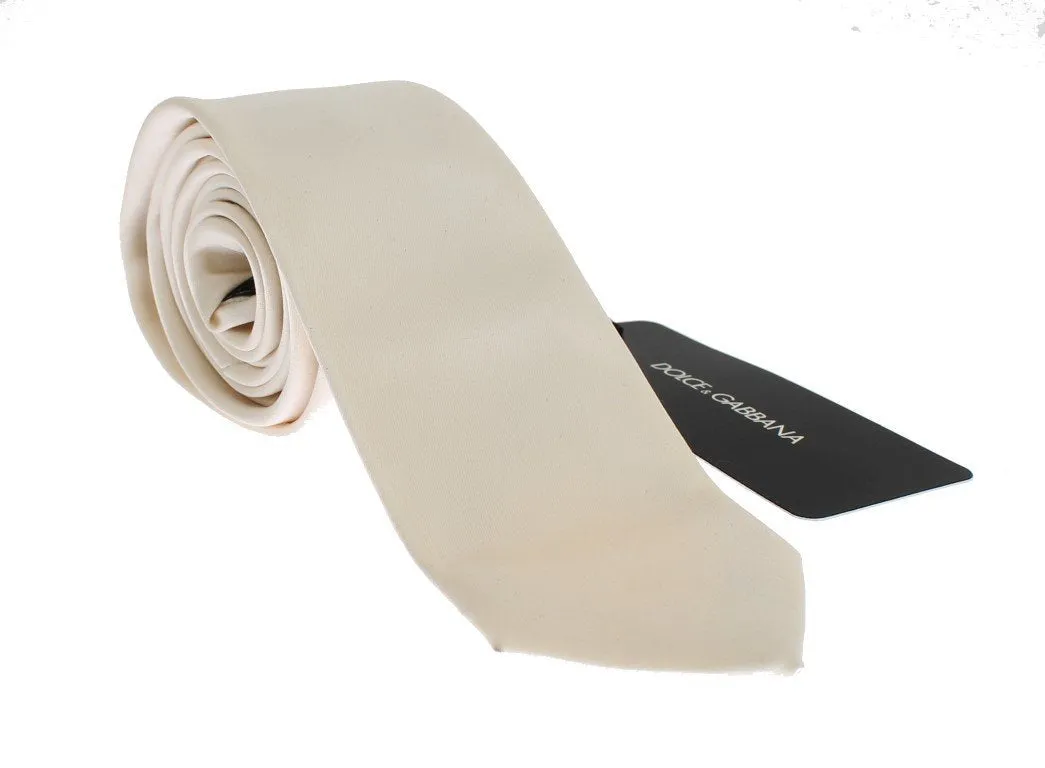 White Solid Silk Skinny Tie