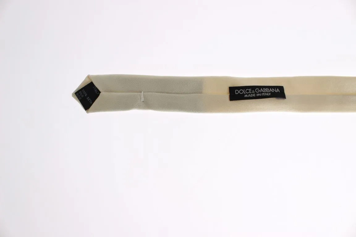 White Solid Silk Skinny Tie