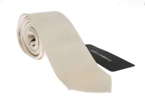 White Solid Silk Skinny Tie